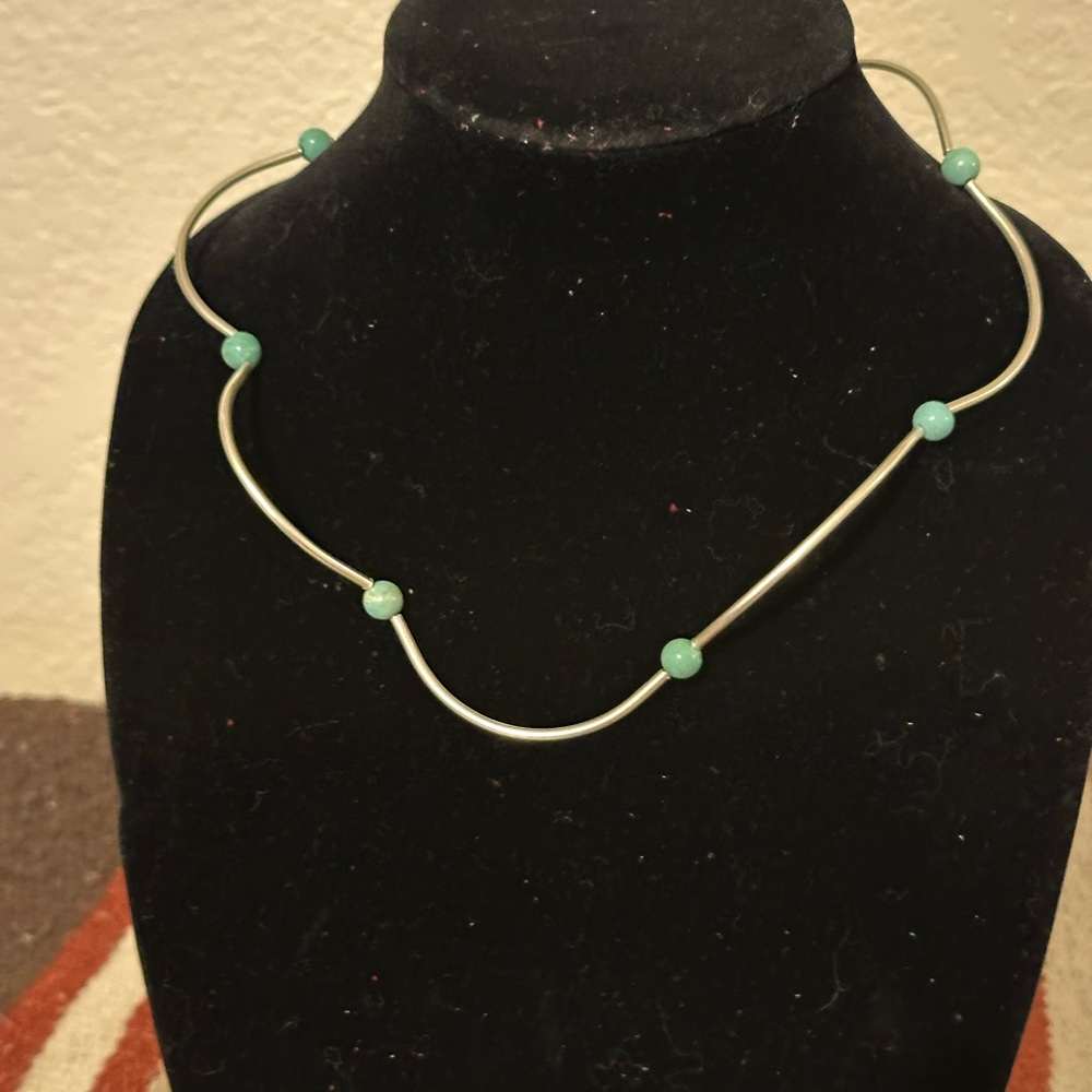 Turquoise & Sterling Silver “One of a Kind”Beaded Necklace by Unique Earth - Picture 2 of 4